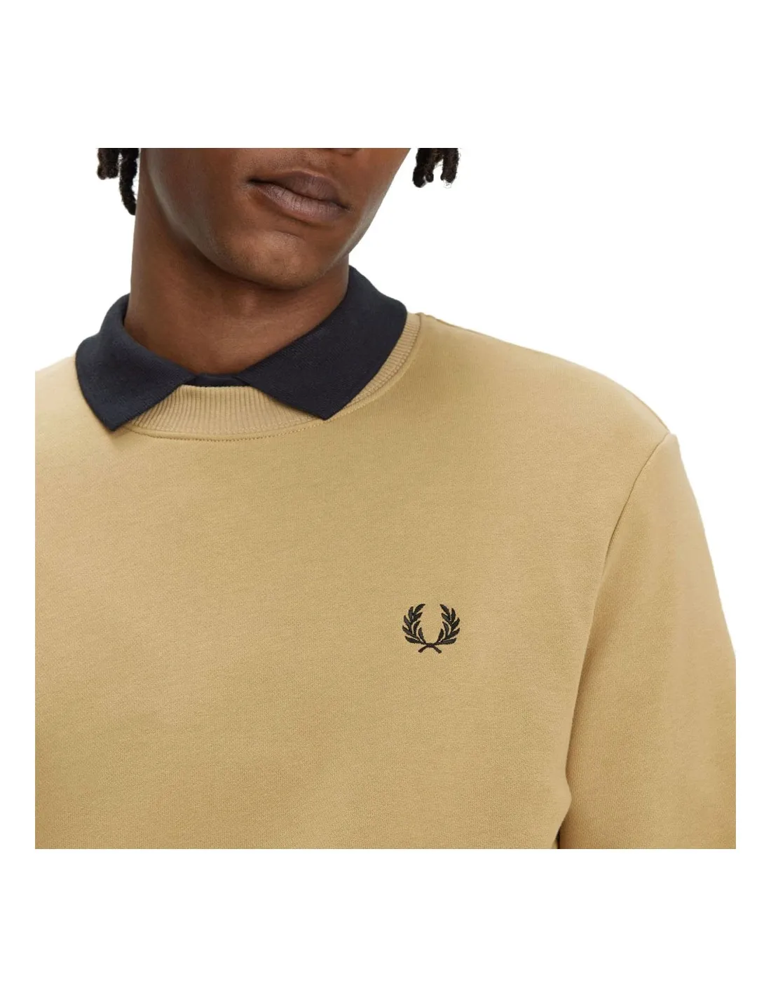 FRED PERRY CREW NECK SWEATSHIRT WARM STONE/BLACK/BLACK