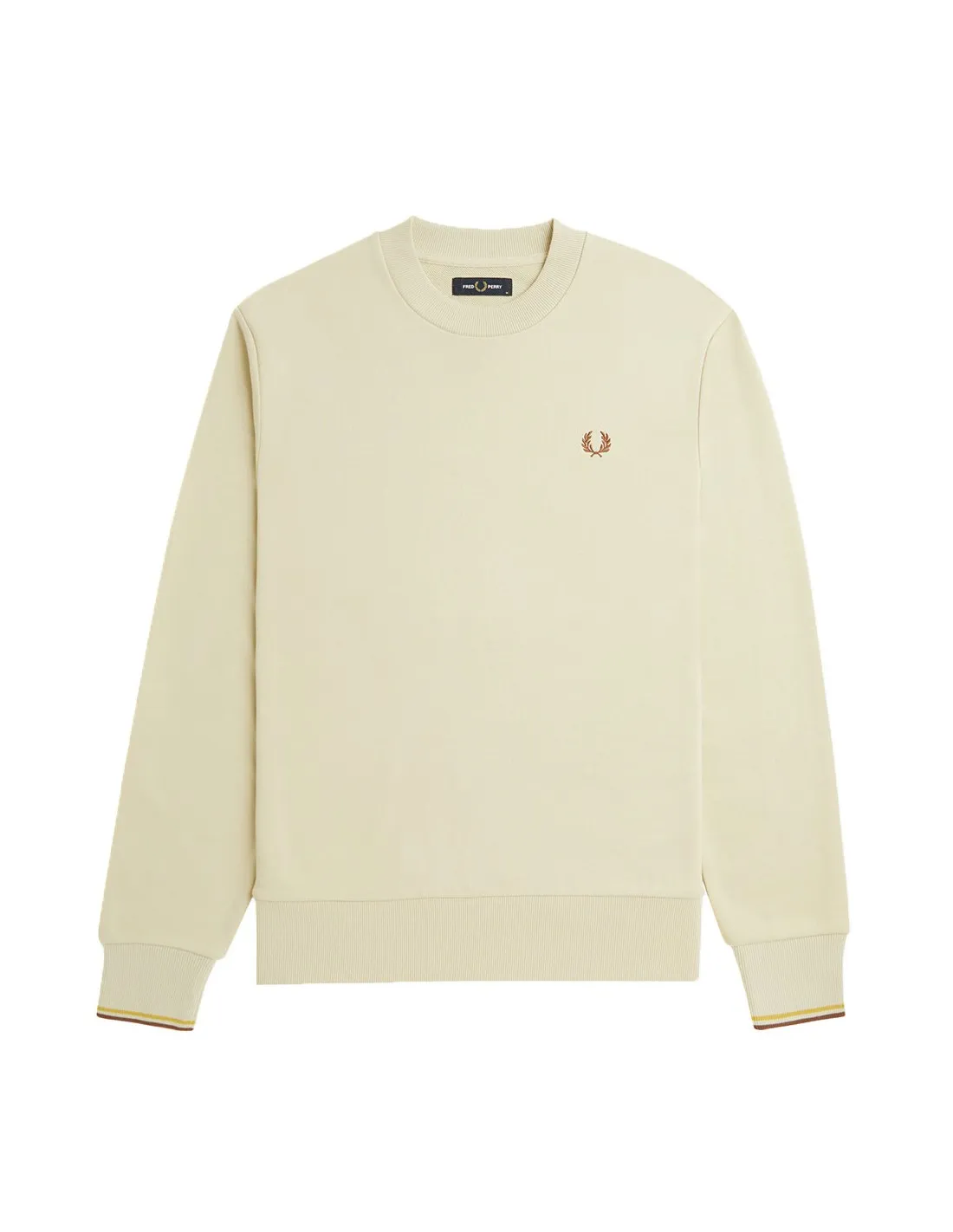 FRED PERRY CREW SWEATSHIRT OATMEAL/WHISKY BROWN