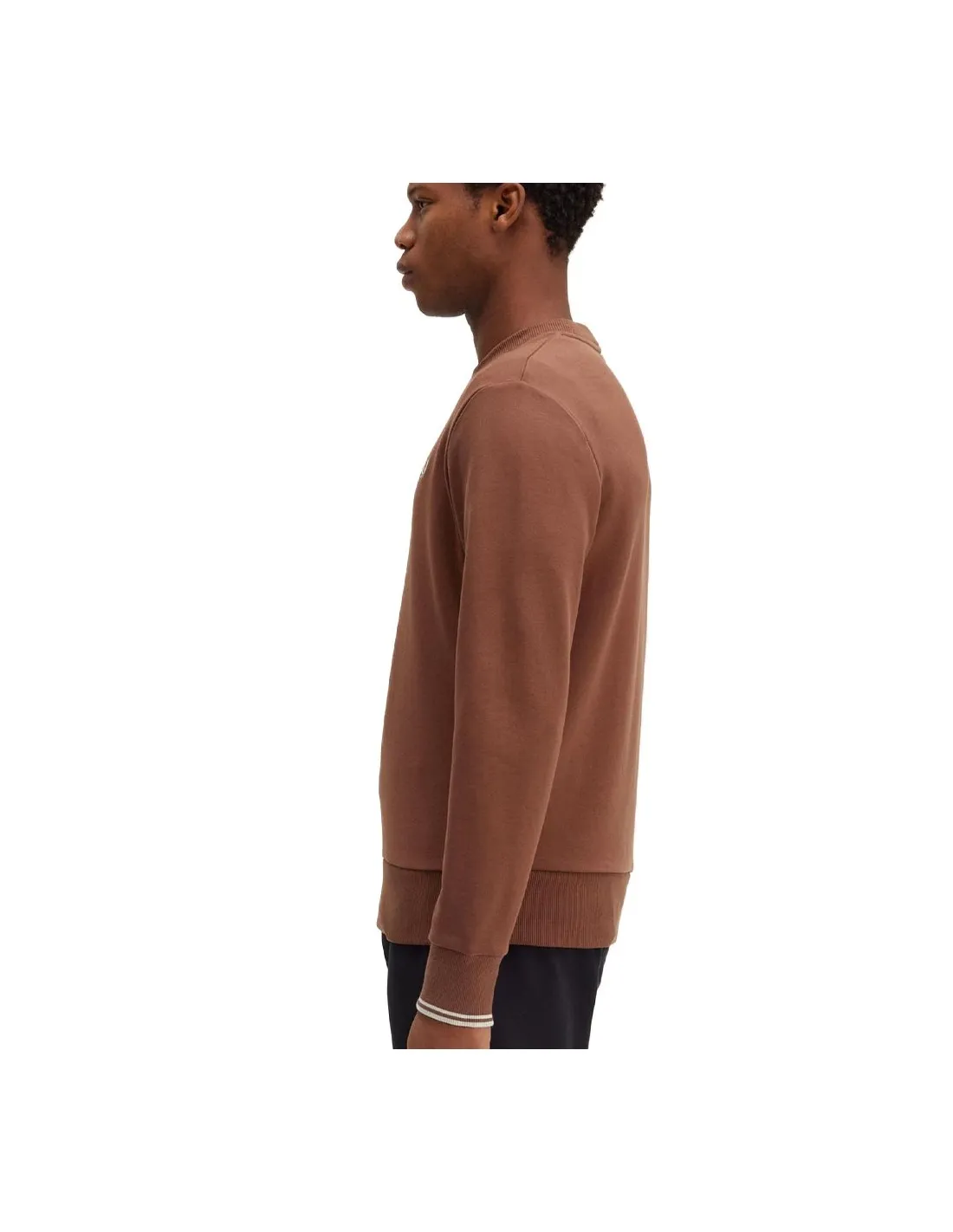 FRED PERRY CREW SWEATSHIRT WHISKY BROWN/PORRIDGE MARLE