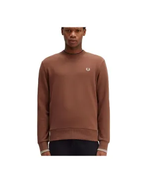 FRED PERRY CREW SWEATSHIRT WHISKY BROWN/PORRIDGE MARLE