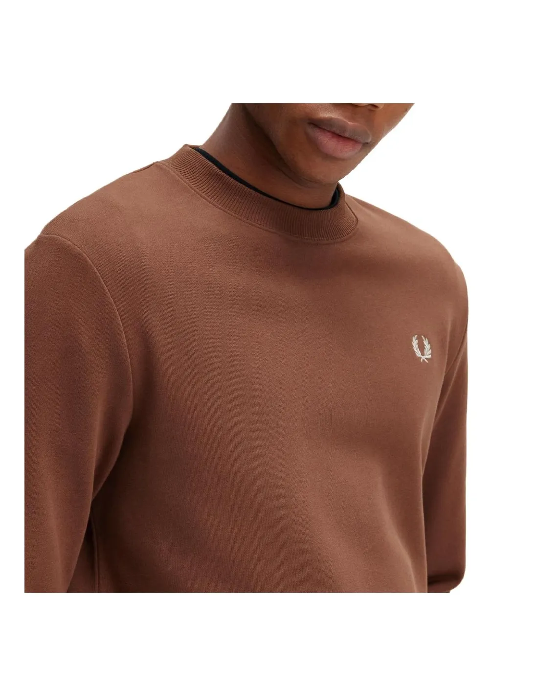 FRED PERRY CREW SWEATSHIRT WHISKY BROWN/PORRIDGE MARLE