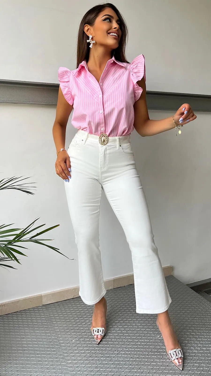 Jeans Blancos Bajo Flare