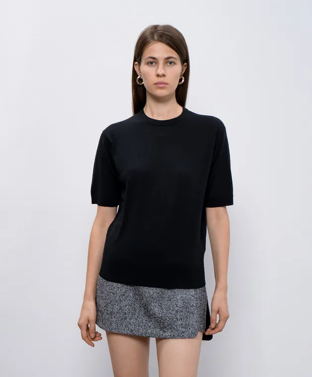 John Smedley Honor black wool top