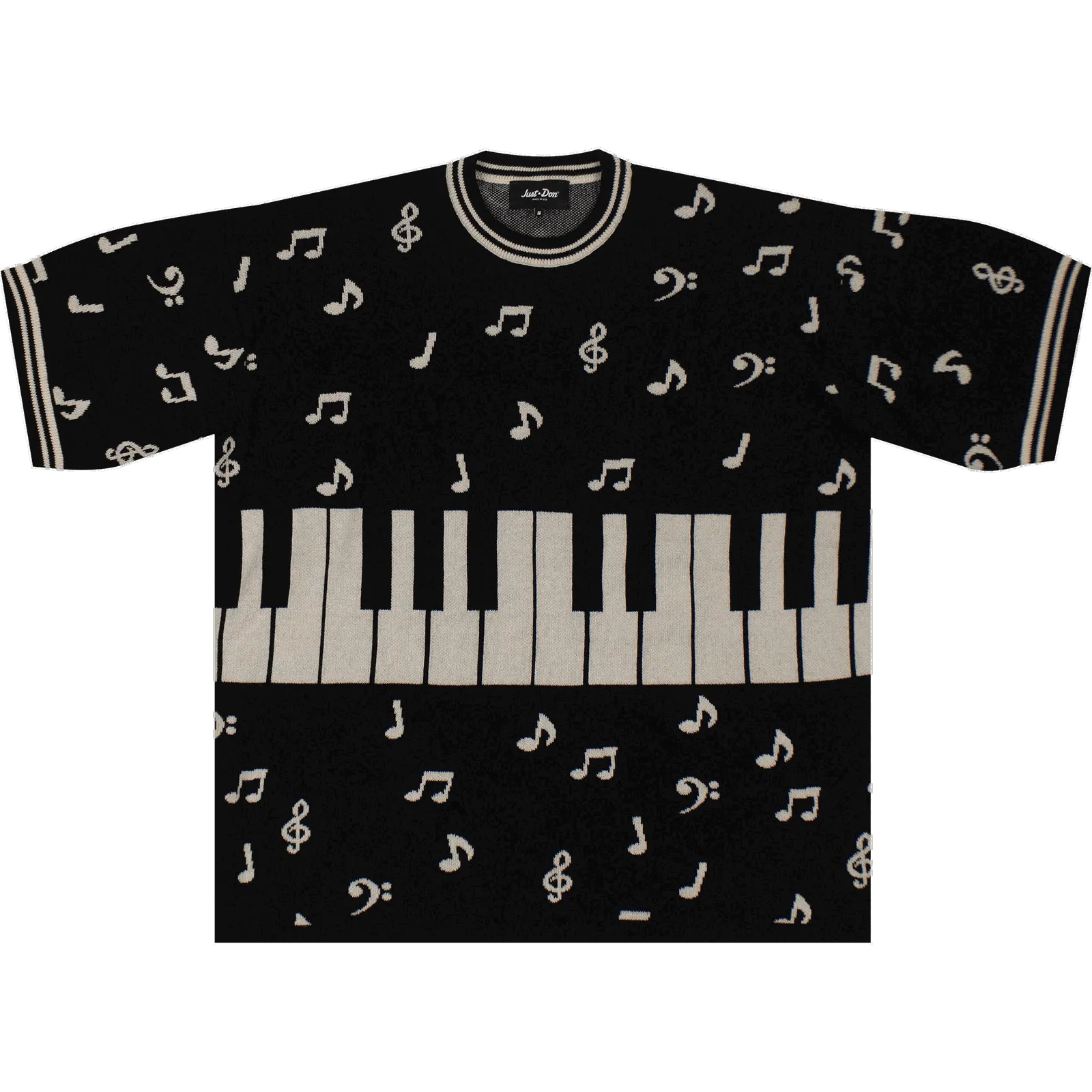 Just Don Piano Note Short-Sleeve Crew Tee Sweater