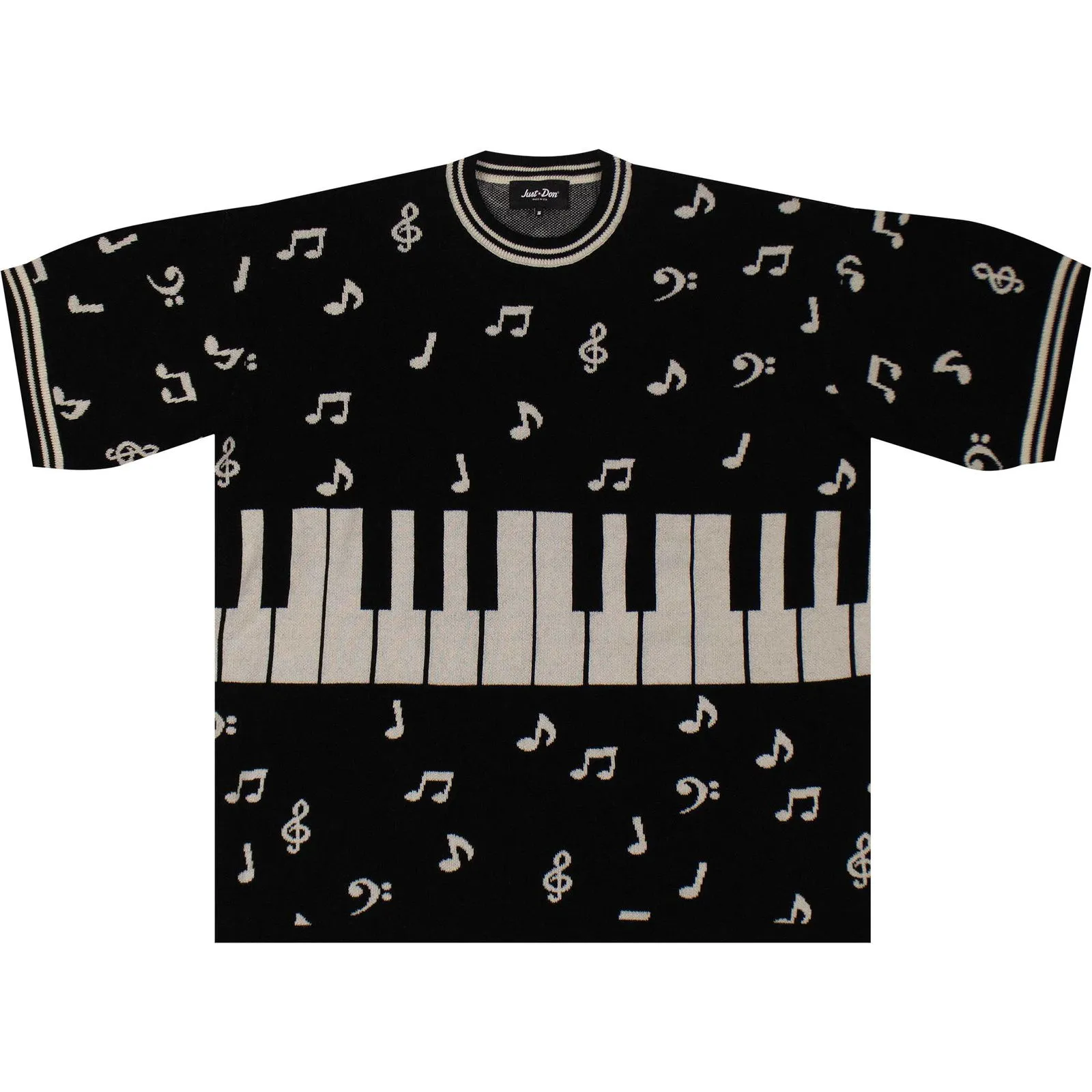 Just Don Piano Note Short-Sleeve Crew Tee Sweater