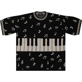 Just Don Piano Note Short-Sleeve Crew Tee Sweater