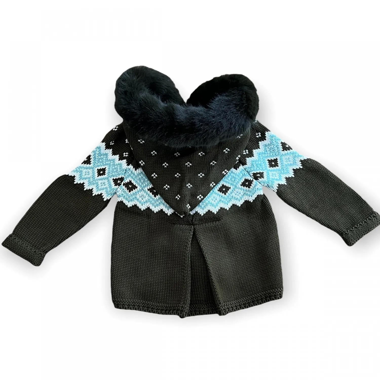 Knitted jacket with fur hood Army collection by Lolittos