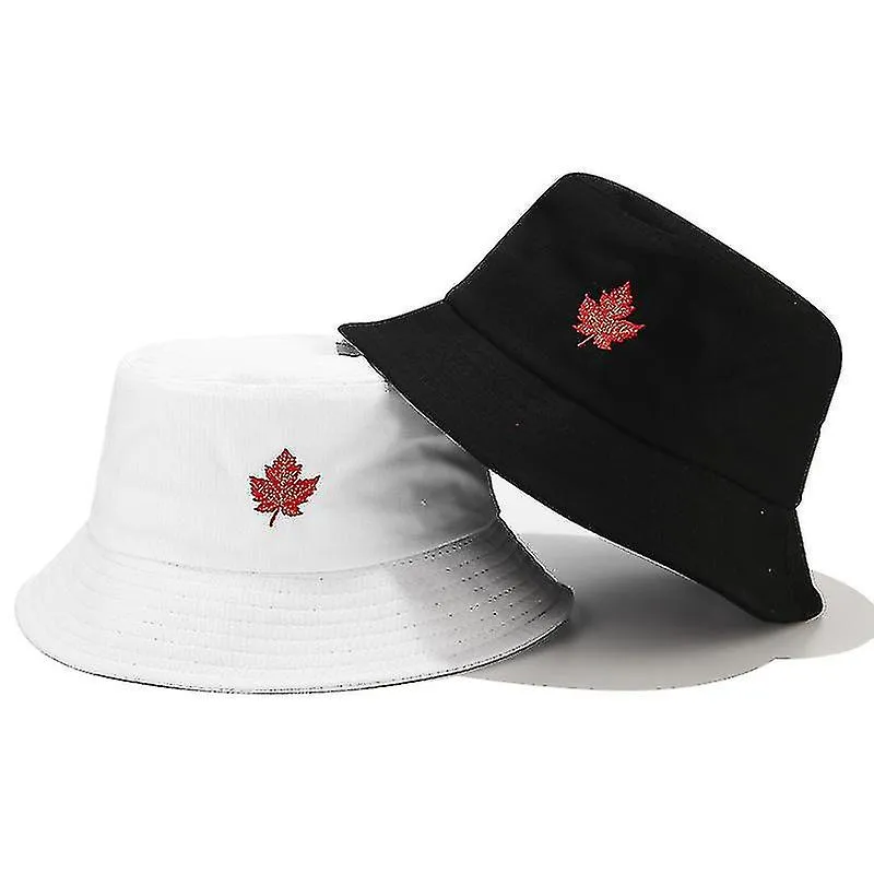 Leaf Embroidered Double-side Bucket Hat Spring Summer Outdoor Sun Hat For Men And Women