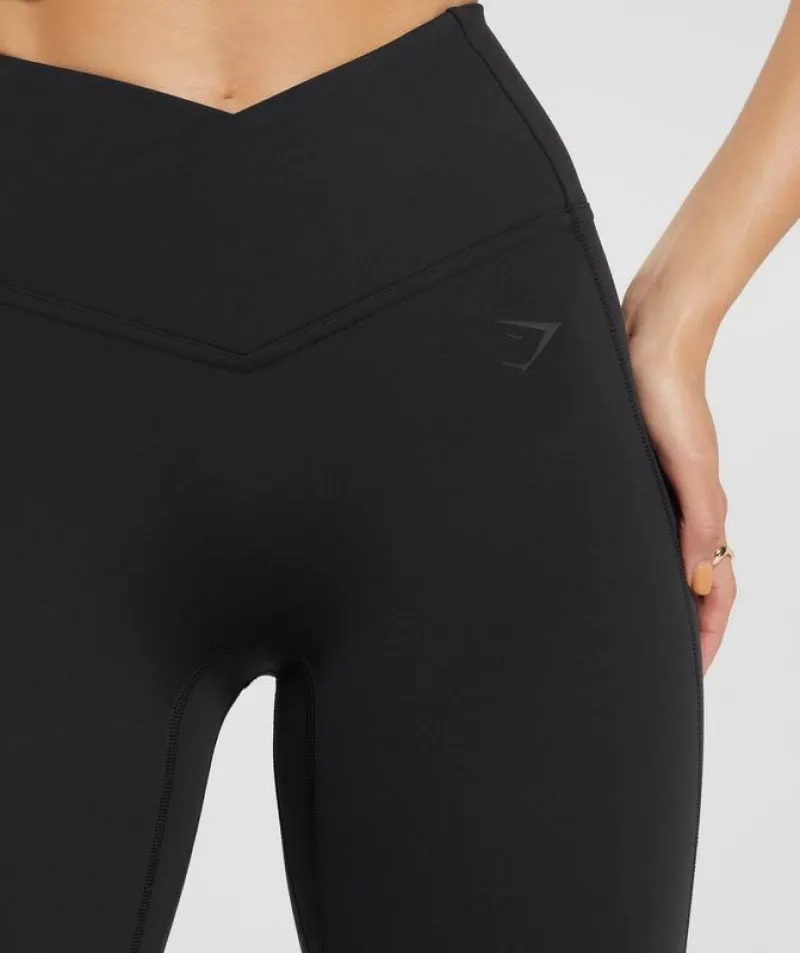 Leggins Gymshark Crossover Flared Leggings Negros | 214378-AIG