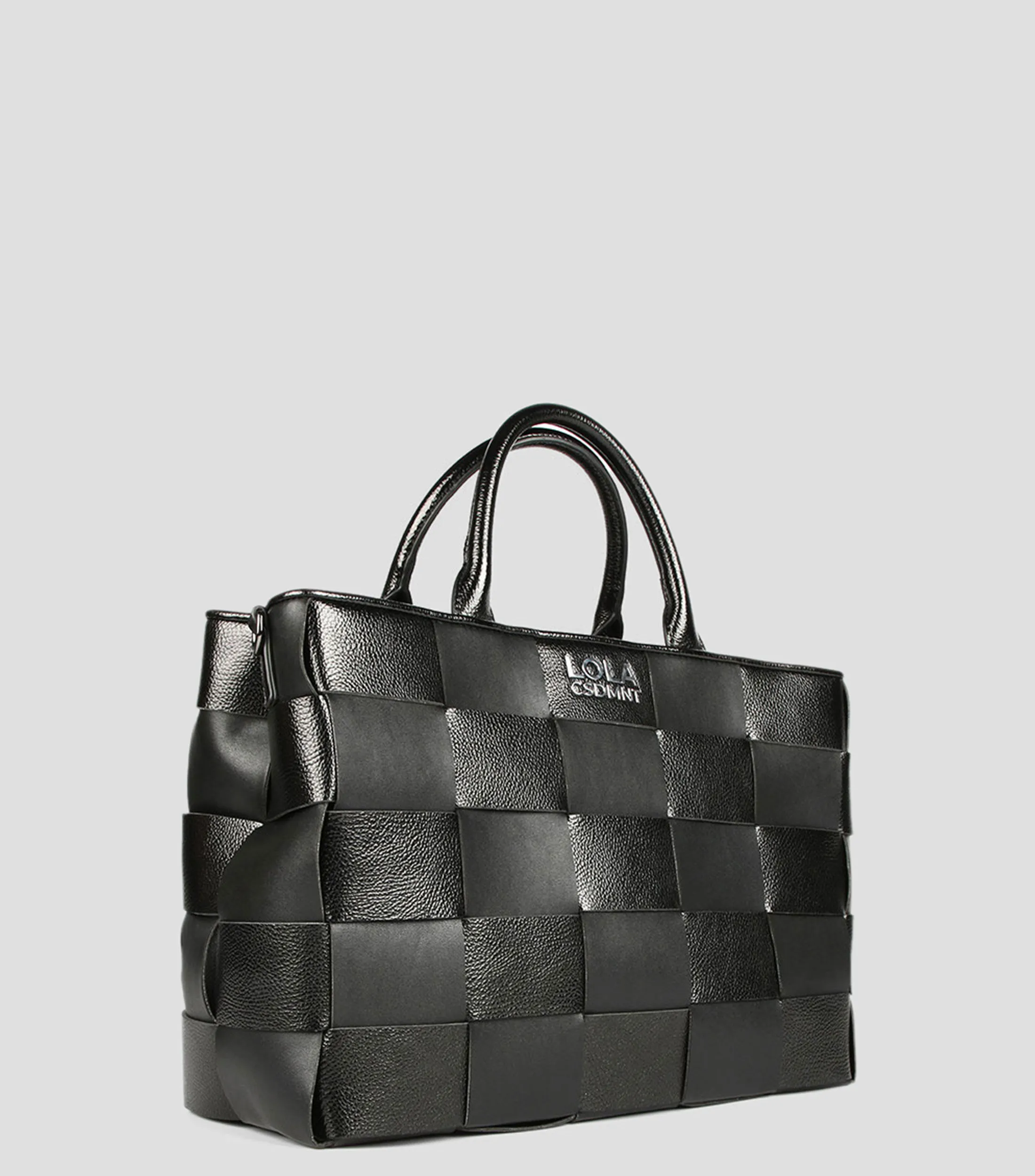 Lola Casademunt Bolso Tote Negro trenzado Mujer