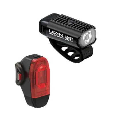 Luz de bicicleta Lezyne (delantera) HECTO DRIVE 500XL / (trasera) KTV2 PAIR (BLACK / NEGRO)