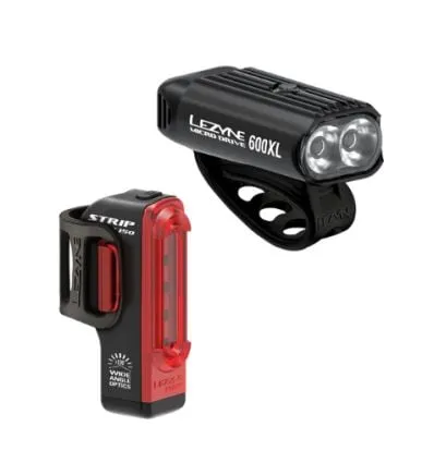 Luz de bicicleta Lezyne (delantera) MICRO DRIVE 600XL / (trasera) STRIP PAIR (NEGRO / NEGRO)