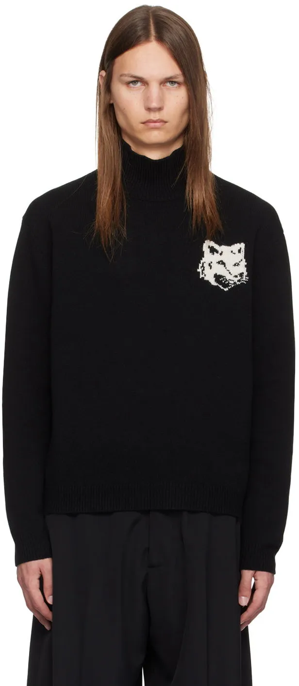 MAISON KITSUNÉ Fox Head Intarsia Turtleneck Sweater