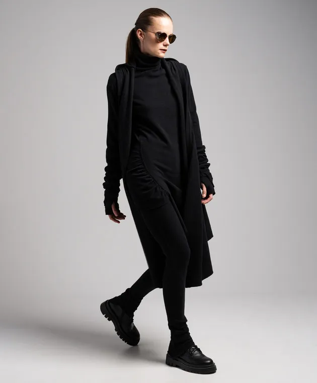 Marc Le Bihan Black leggings with an asymmetrical bottom