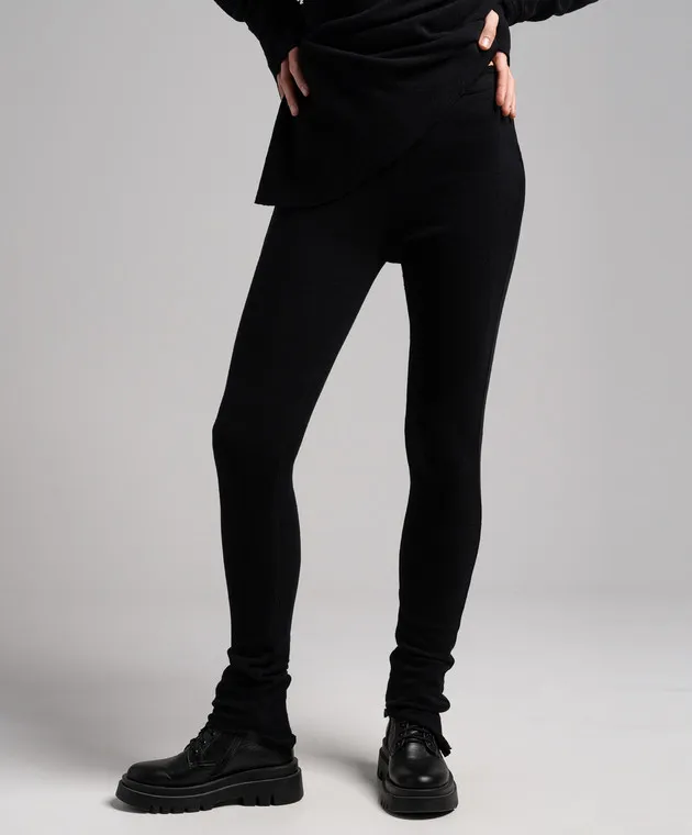 Marc Le Bihan Black leggings with an asymmetrical bottom