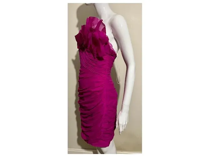 Marchesa Vestido palabra de honor fucsia Rosa 