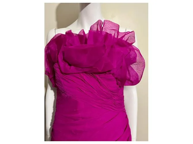 Marchesa Vestido palabra de honor fucsia Rosa 