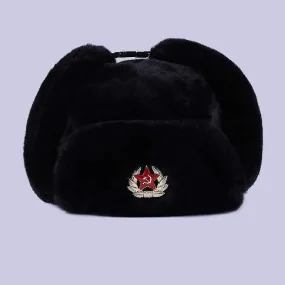 Men's Winter Aviator Hat Soviet Badge Ushanka Russian Men Women Winter Hats Army Military Bomber Hat Cossack Catcher Ear Fla