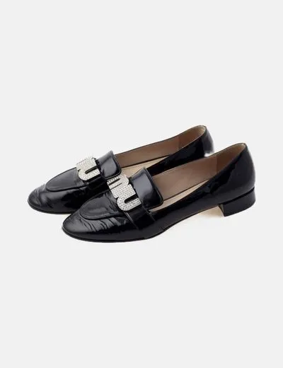 Miu Miu Mocasines charol negros