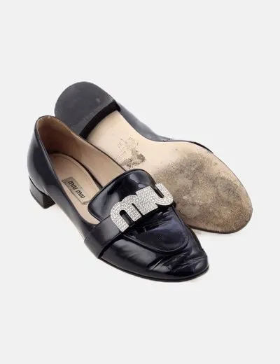 Miu Miu Mocasines charol negros