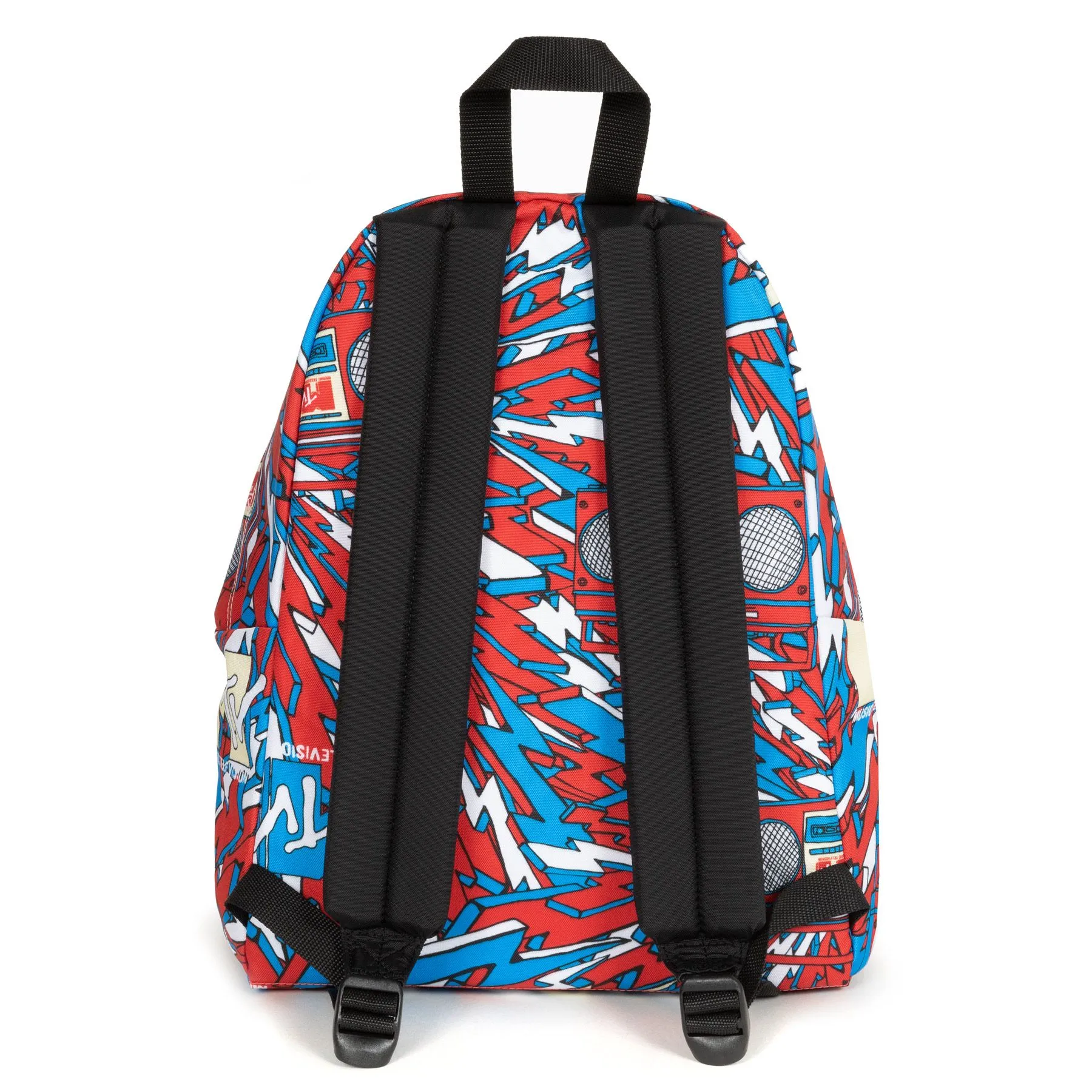 MOCHILA EASTPAK Padded Pak’r® 24 litros EK620L88 MTV white rojo/blanco estampado retro años 80 radio cassette