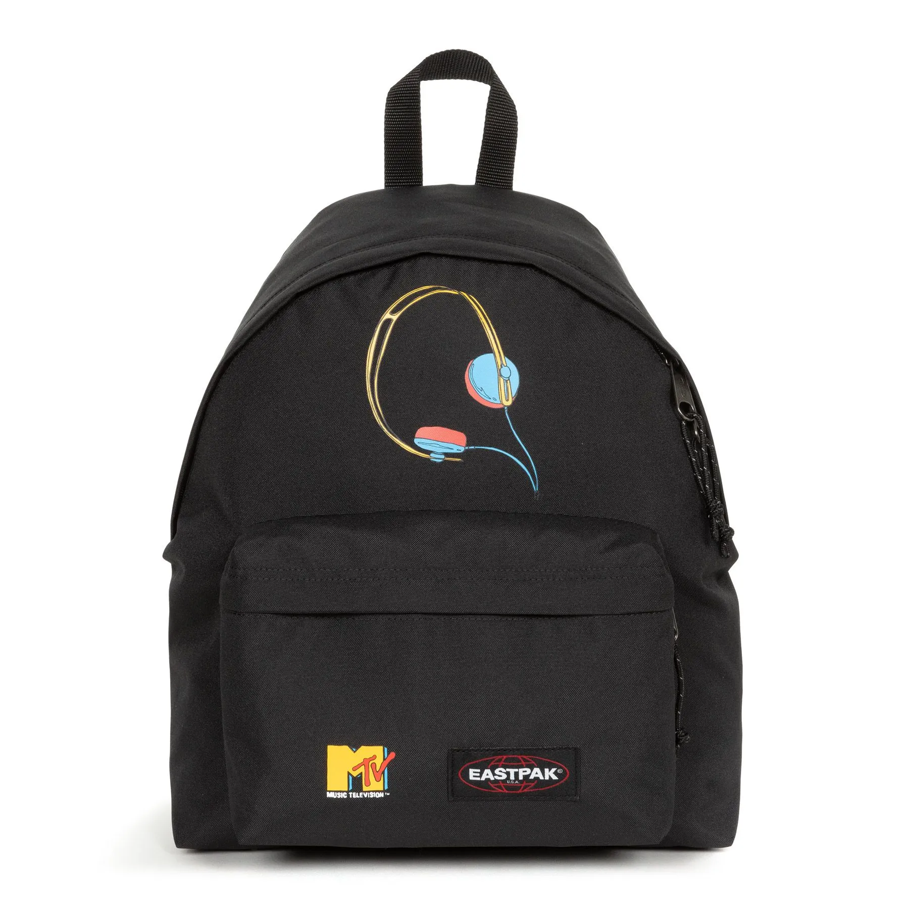 MOCHILA EASTPAK Padded Pak’r® 24 litros EK620L90 MTV Sound System negra retro años 80 radio auriculares