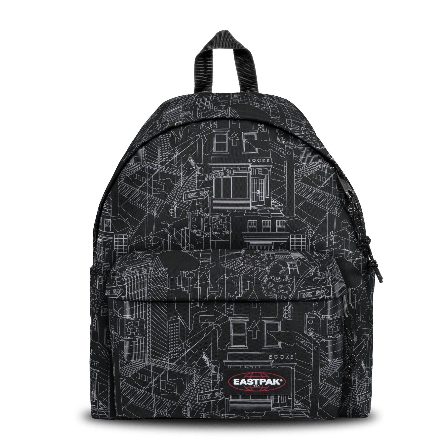 MOCHILA EASTPAK Padded Pak’r® 24l. EK620I87 Master Black negra/blanca paisajes urbanos