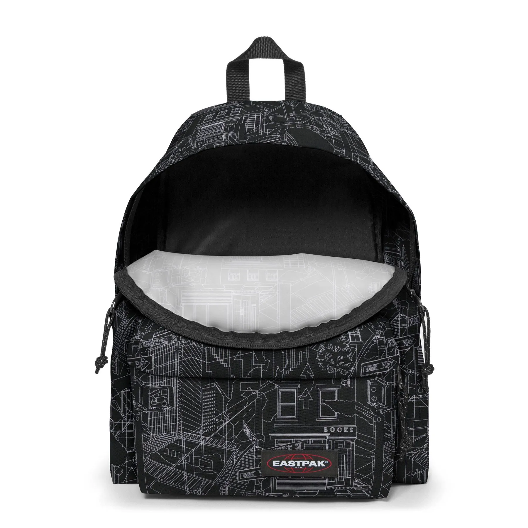 MOCHILA EASTPAK Padded Pak’r® 24l. EK620I87 Master Black negra/blanca paisajes urbanos