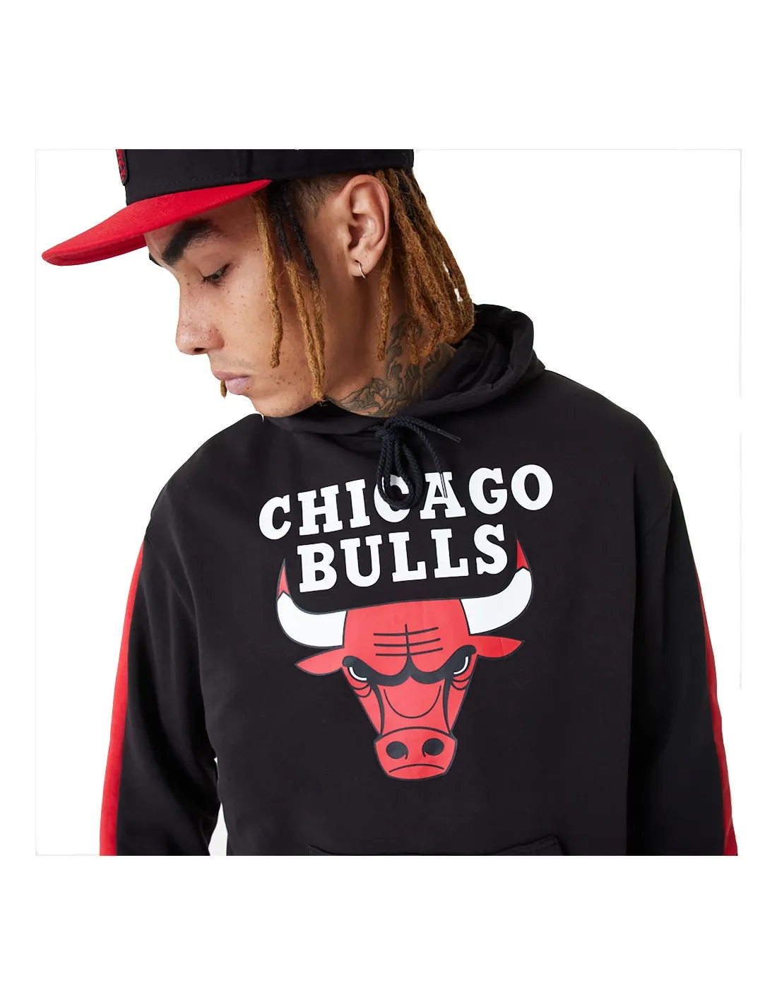 NEW ERA NBA HOODY CHICAGO BULLS BLK/FDR