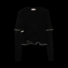 Palm Angels Zipped Rouche Sweater