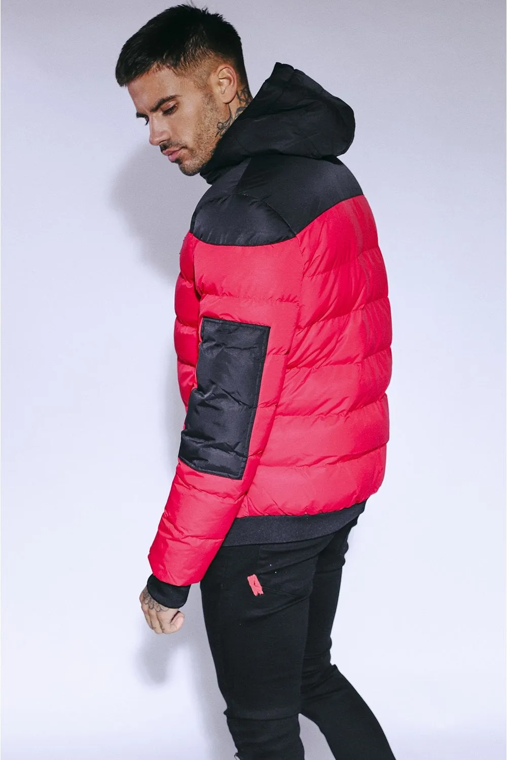 PANELLED MISSILE JACKET HOT RED