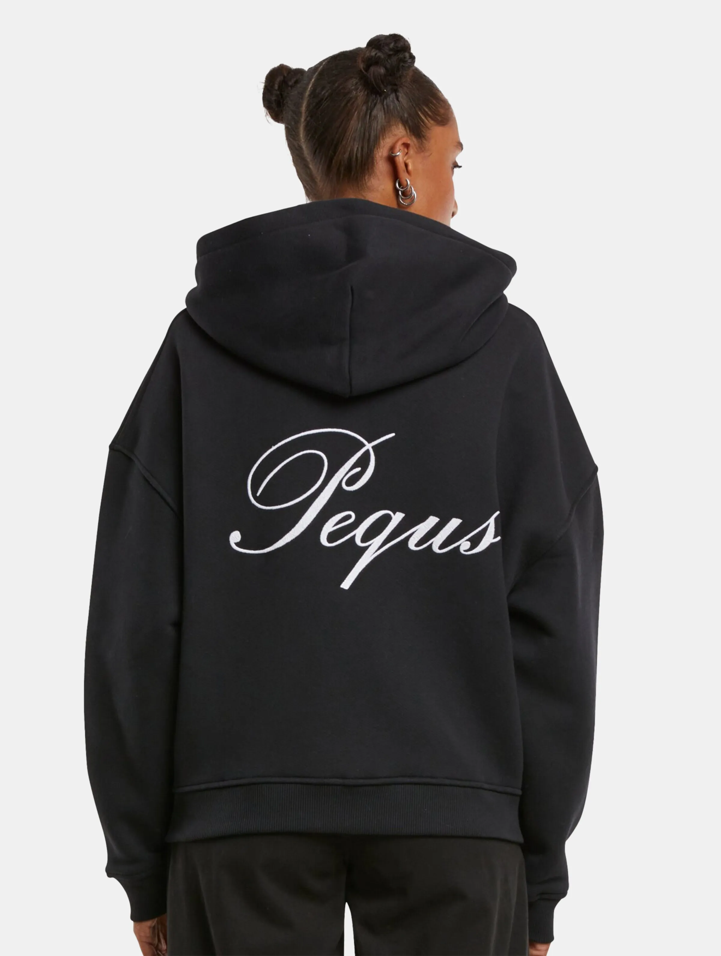 PEQUS Cropped Handwritten Logo Zip Hoodies