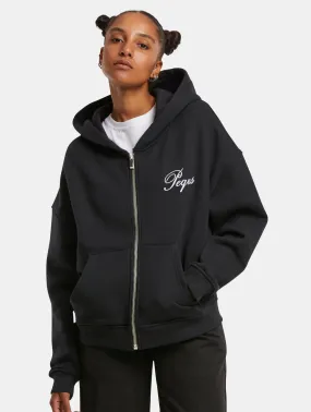 PEQUS Cropped Handwritten Logo Zip Hoodies