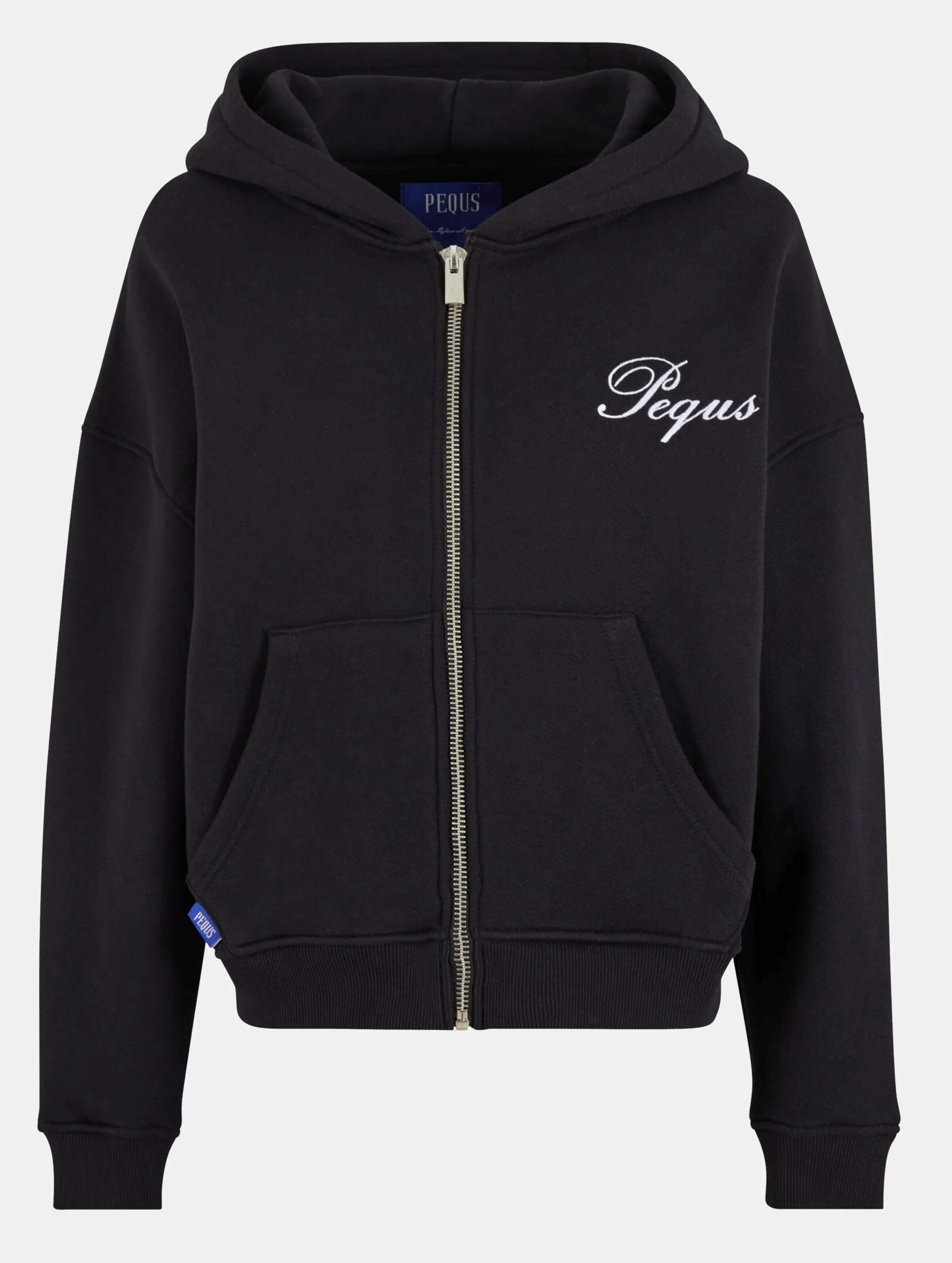 PEQUS Cropped Handwritten Logo Zip Hoodies