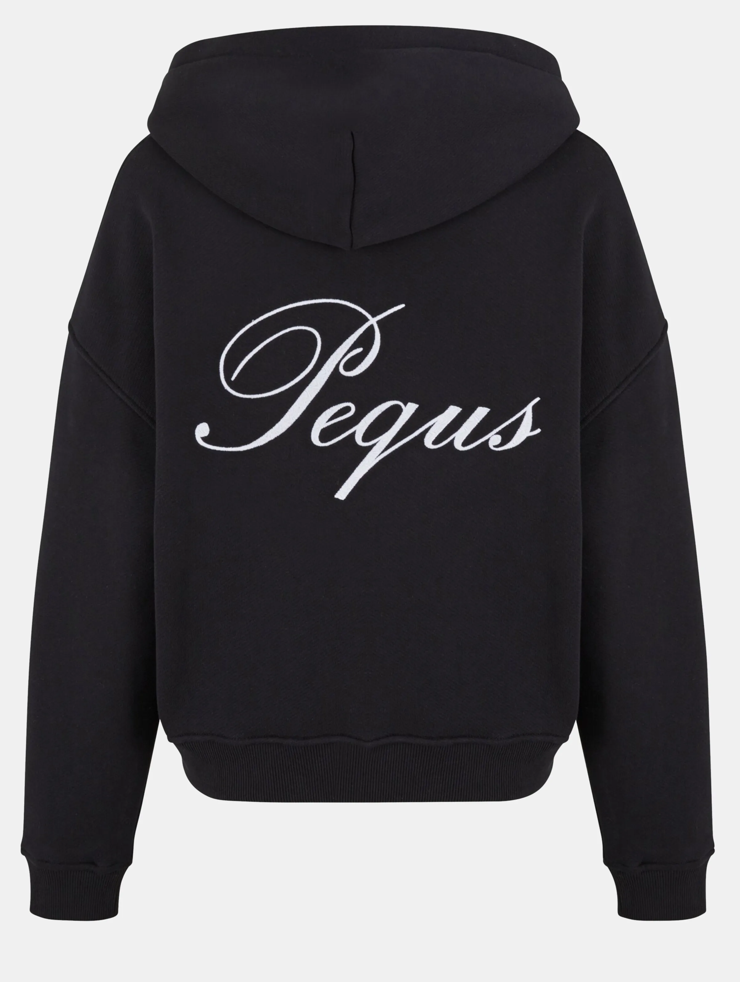 PEQUS Cropped Handwritten Logo Zip Hoodies