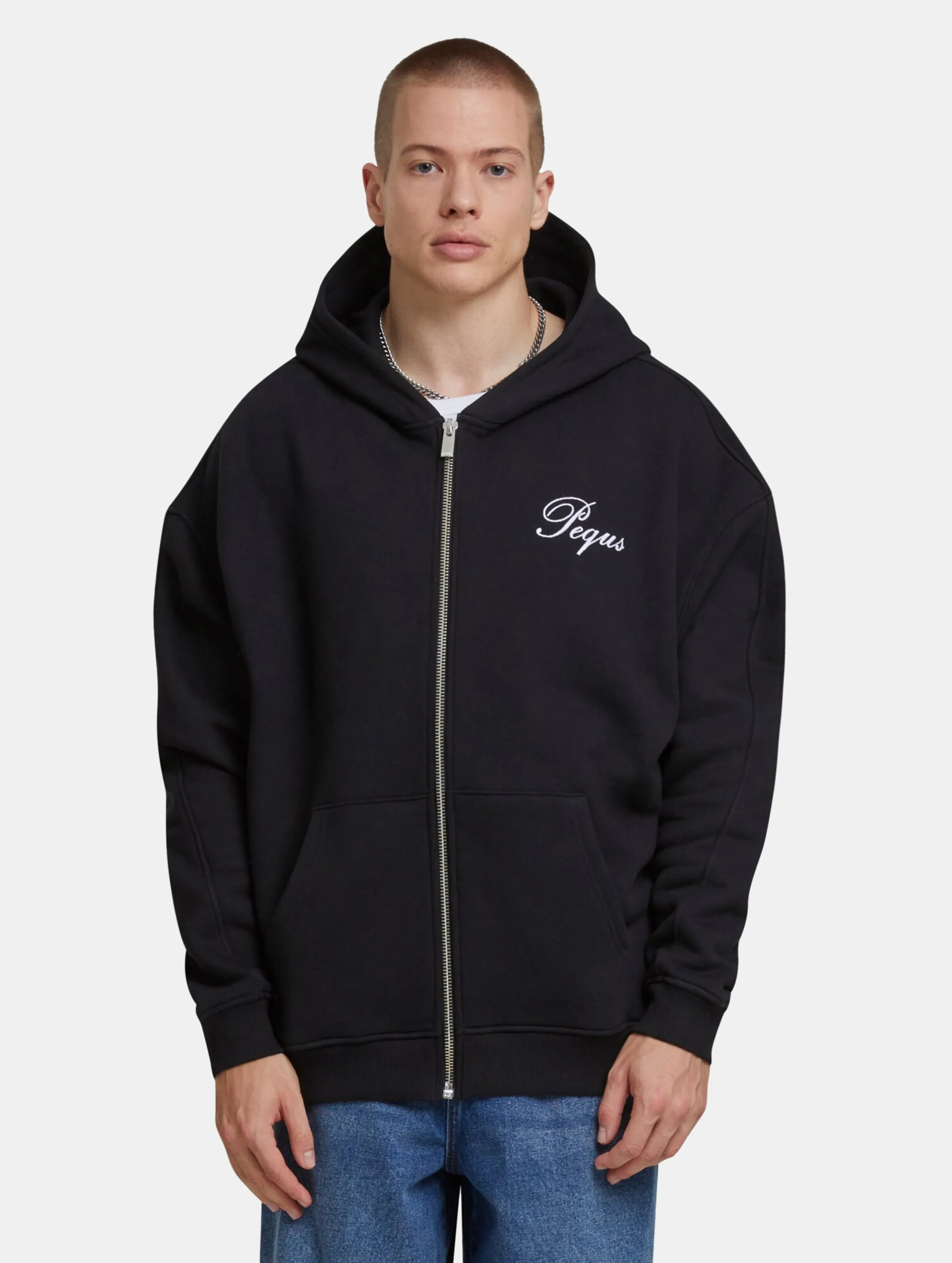 PEQUS PEQUS Handwritten Logo Zip Hoodies