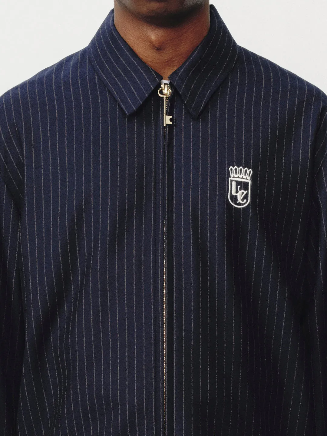 Pinstripe Zipper Jacket Navy