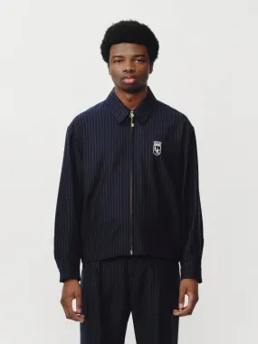 Pinstripe Zipper Jacket Navy