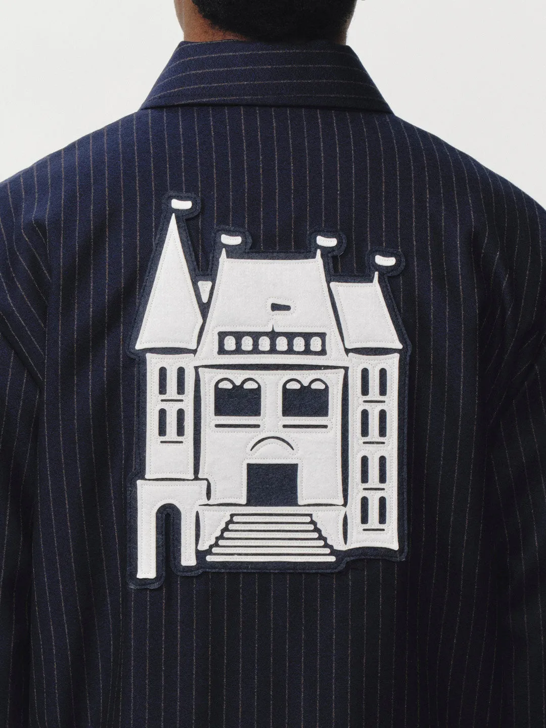 Pinstripe Zipper Jacket Navy