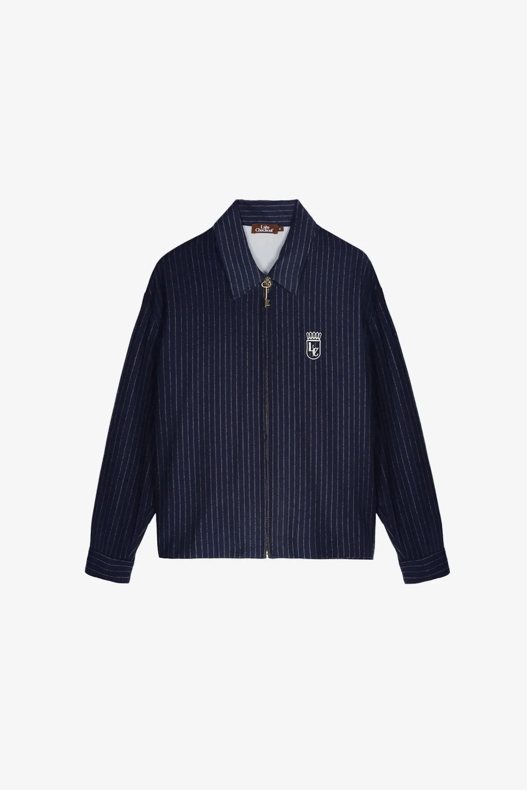 Pinstripe Zipper Jacket Navy