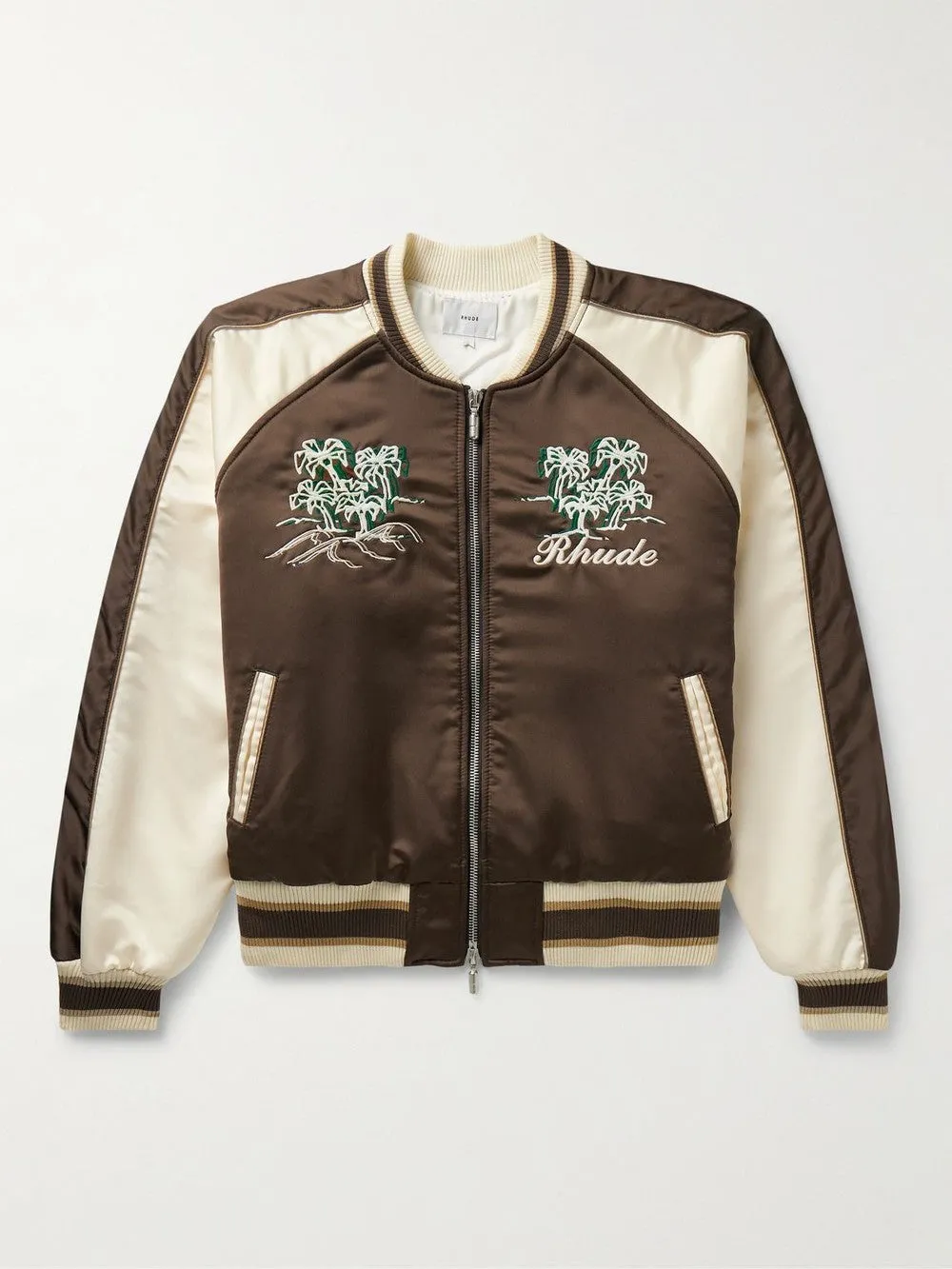 Rhude Crepe Satin Souvenier Jacket Brown/Creme