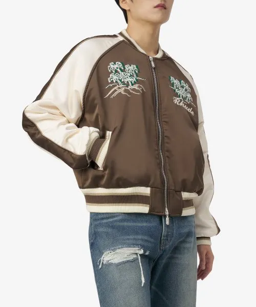 Rhude Crepe Satin Souvenier Jacket Brown/Creme