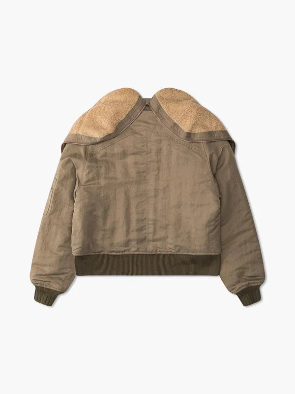 Rhude Fur Hooded Ma1 Jacket Beige