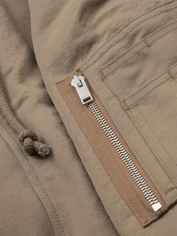 Rhude Fur Hooded Ma1 Jacket Beige