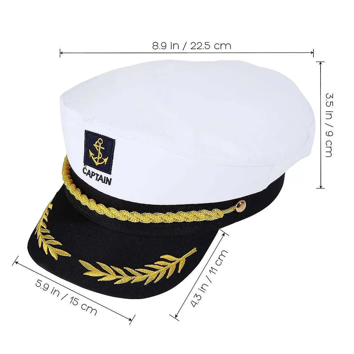 Sailor Captains Hat For Adults Adjustable Yacht Boat Ship Captain Hat Cap Navy Admiral Hat Costume Accessory