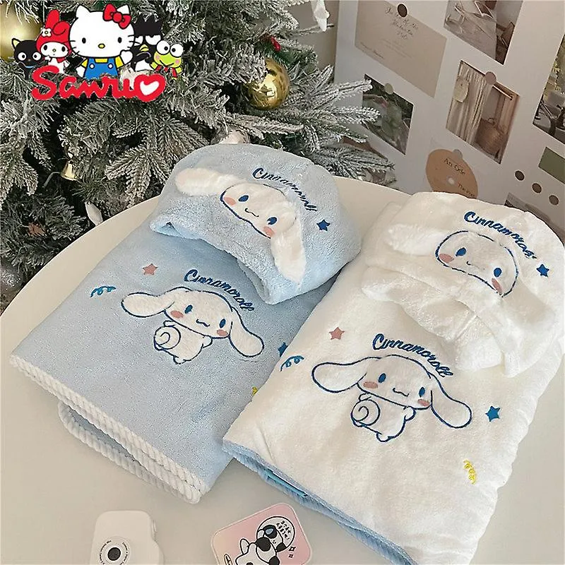 Sanrio Cinnamoroll Bath Towel & Dry Hair Hat Women Wrap-around Bath Absorb Water Kawaii Warm Dries Quickly Household Bath To