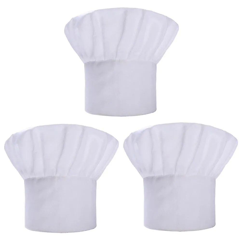 Set Of 3 Pack Adult Chef Hat Adult Adjustable Elastic Baker Kitchen Cooking Chef Cap