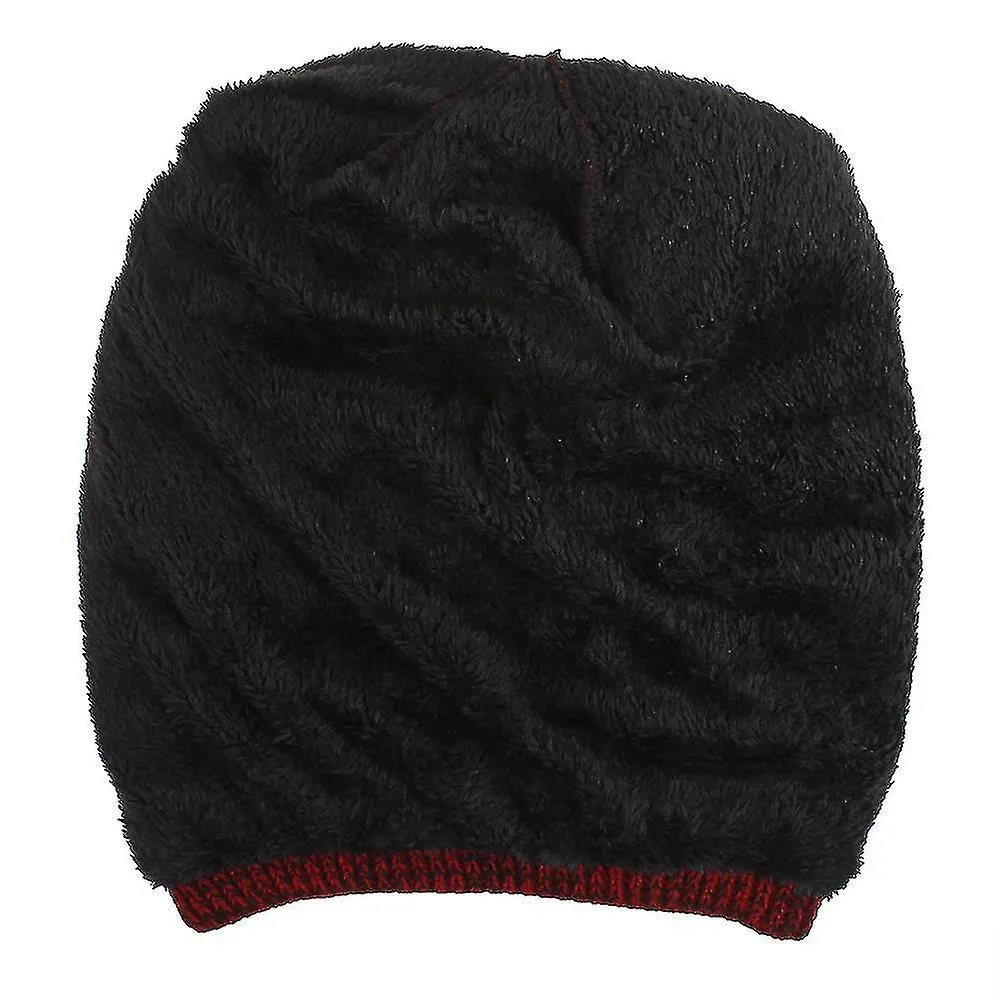 Slouchy Beanie Hat With Fleece Lined, Knit Warm Soft Stretch Chunky Cap For Men And Ladies Women