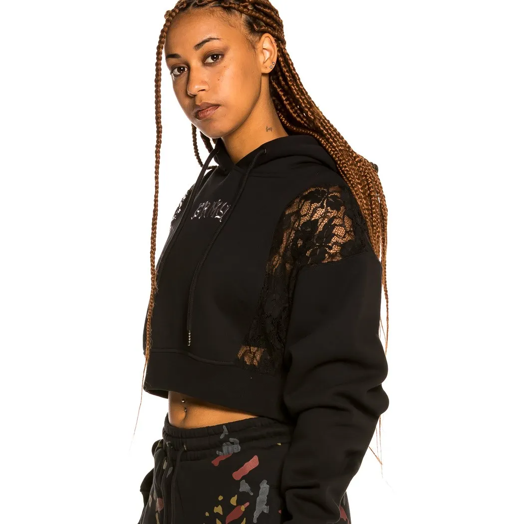 Sudadera corta Crop-Top GRIMEY cuello redondo chica “Jazz Thing” – Black | Fall 21 Ref. GGCH352-BLKZ negra con