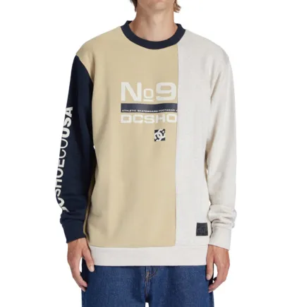 Sudadera DC SHOES Hombre con cuello redondo STATIC CREW (TGDO) REF-adyft03386 beige y azul